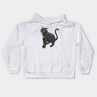 3d effect Black cat with medal Kids Hoodie